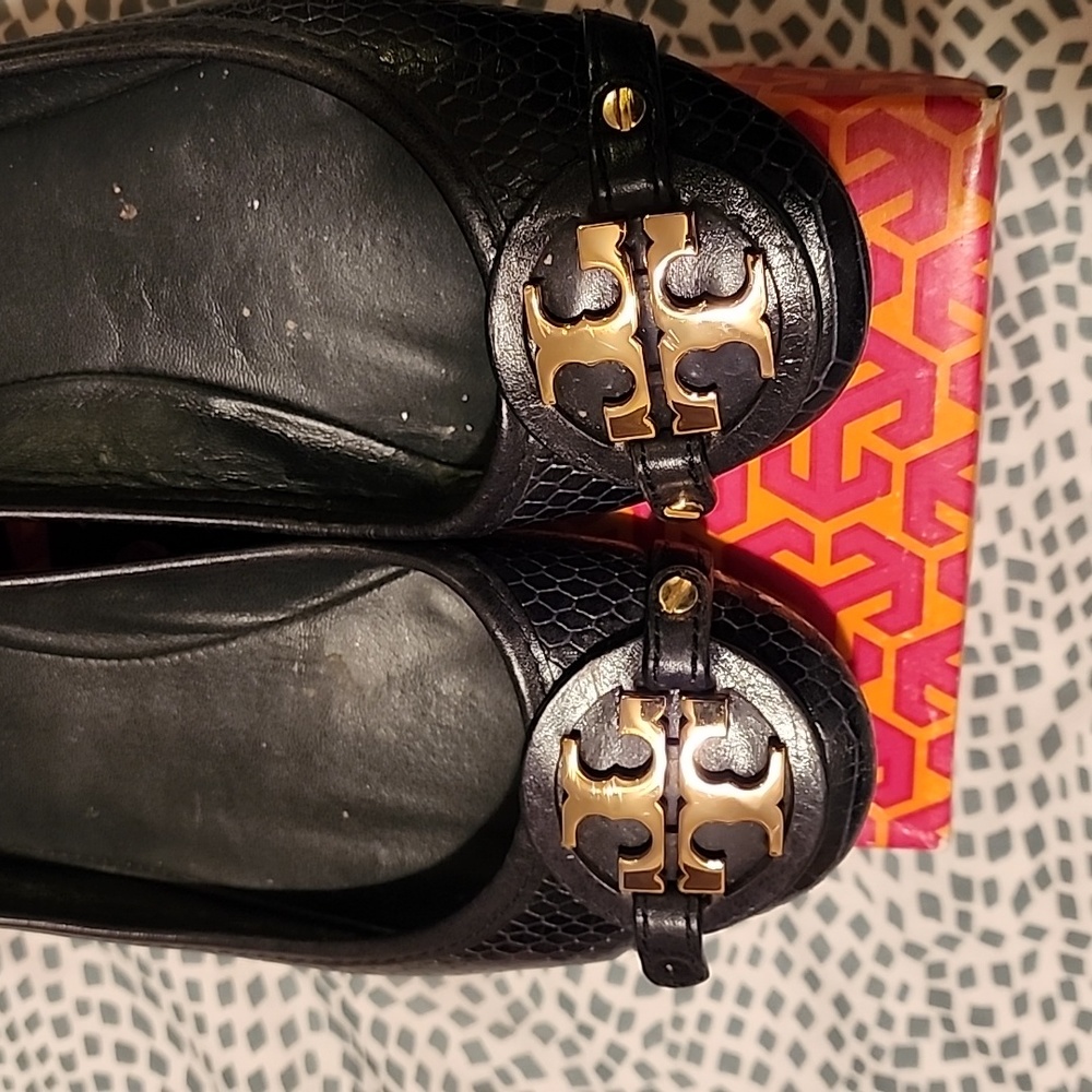 Tory Burch Aaden Snake Embossed Ballet Flat Leather - Picture 7 of 8